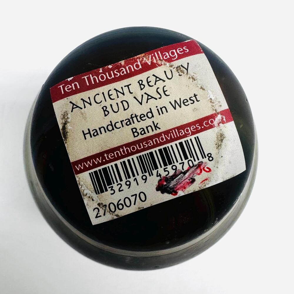 Vintage Ten Thousand Villages Bud Vase Phoenician Art Glass Swirl - Picture 7 of 7